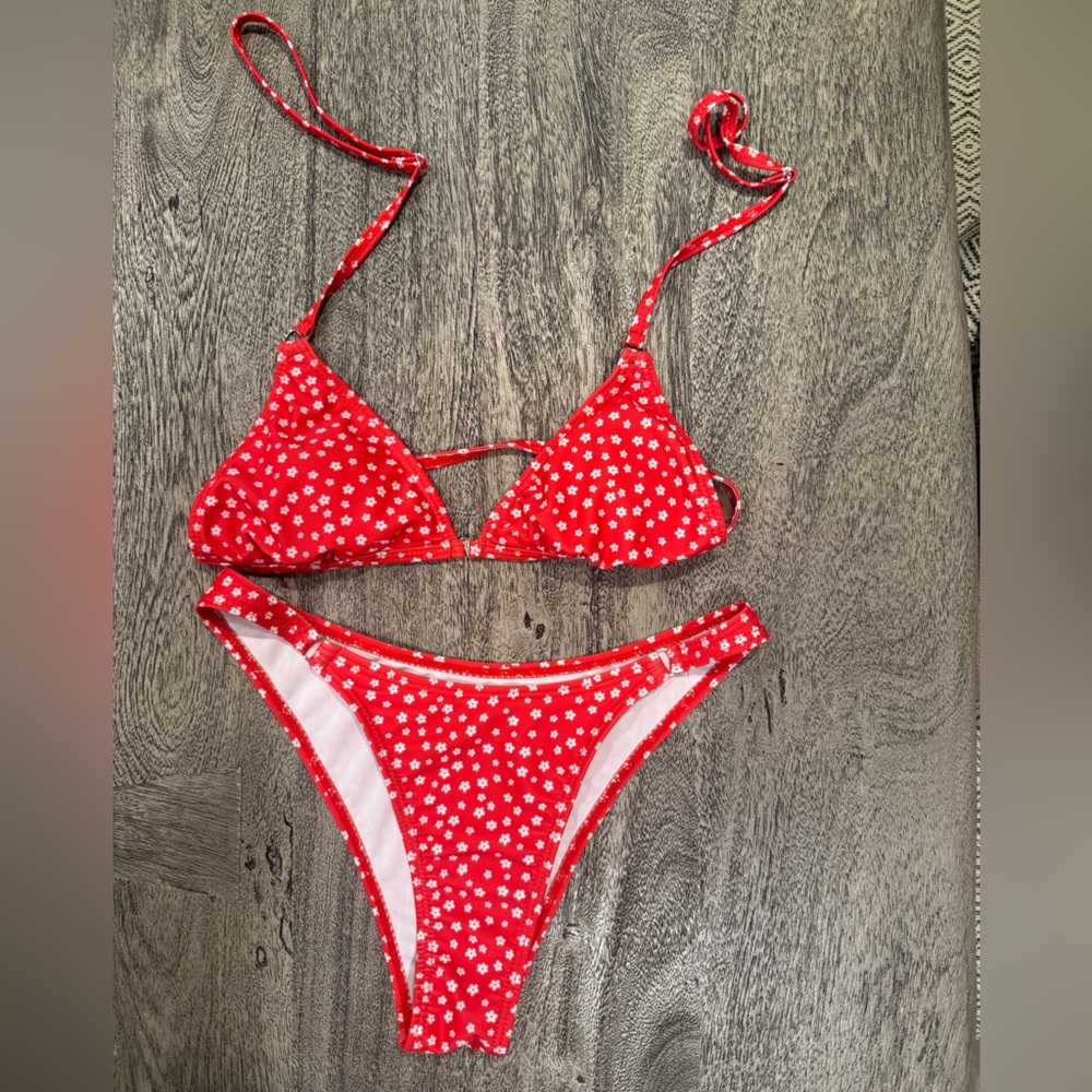 SHEIN Red Floral Bikini Set